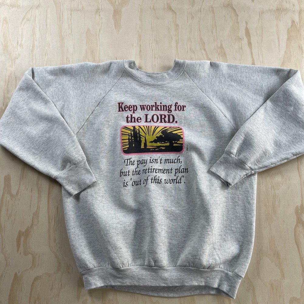 Vintage Christian Quote Fruit Of The Loom Sweatshirt Mens XL Gray Fleece Graphic